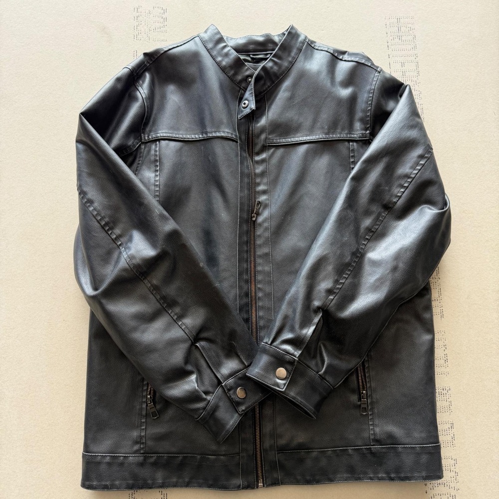 Arizona Jean Company Faux Leather Biker Jacket Black LT GL